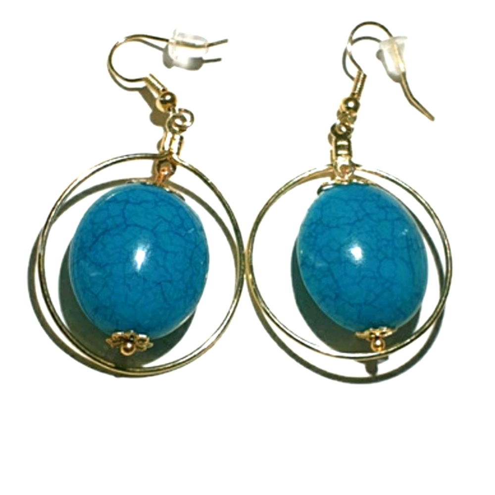 Teal drop earrings